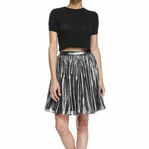 SALE! Alice + Olivia Lizzie Metallic Silver Skirt